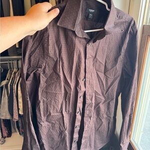 Express Men's Dark Brown Button Down Shirt